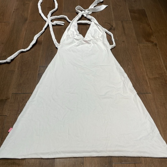 Pink brand white halter cotton dress - Picture 4 of 4